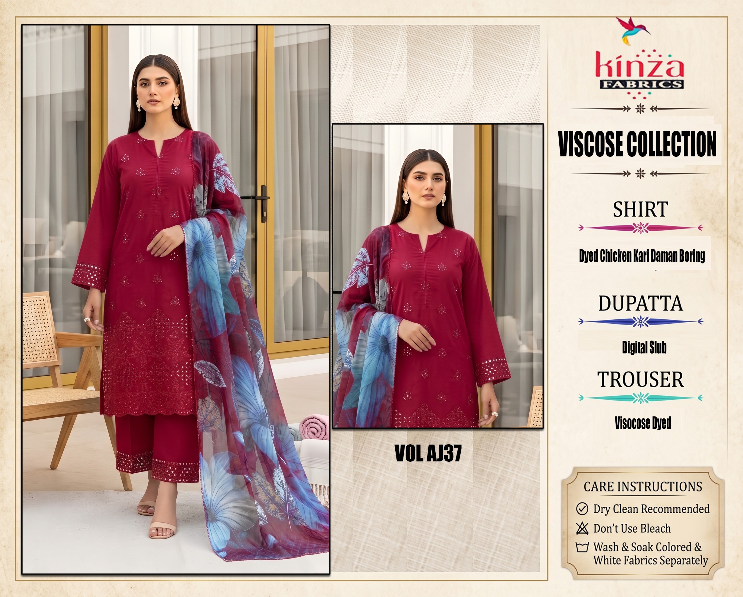 Dhanak embroidered luxury unstitched 3pc suit